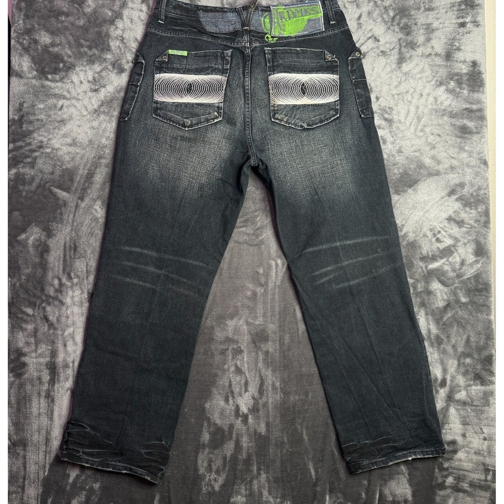 Vintage Y2K Akademiks Dark Wash Faded Baggy Jean Size 38x33 Wide Leg